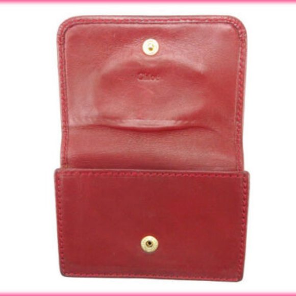 Authenticity guaranteed Used Chloe Card Case Red Woman - Picture 4 of 6